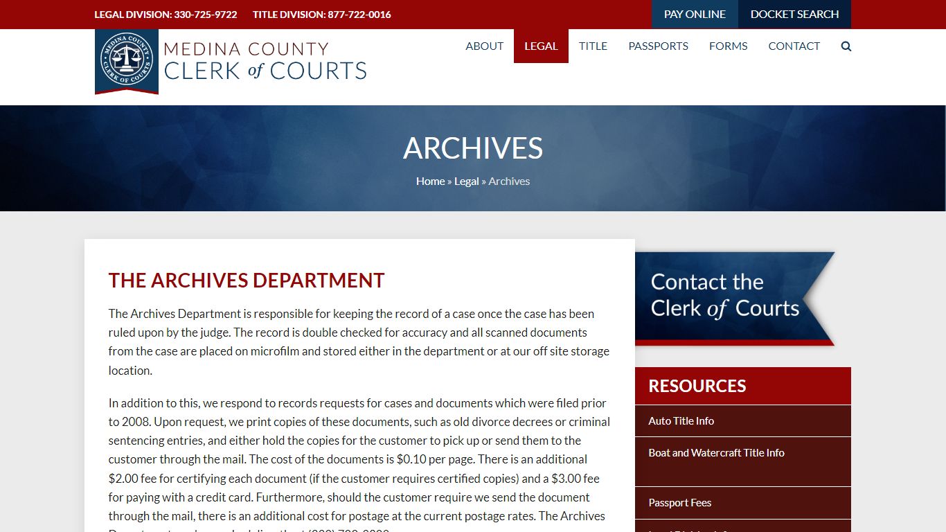 Archives - Medina County Clerk of Courts